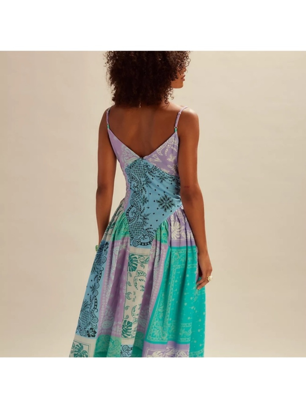 Free People Wish You Would Midi Dress Ocean Combo - Picture 3 of 6